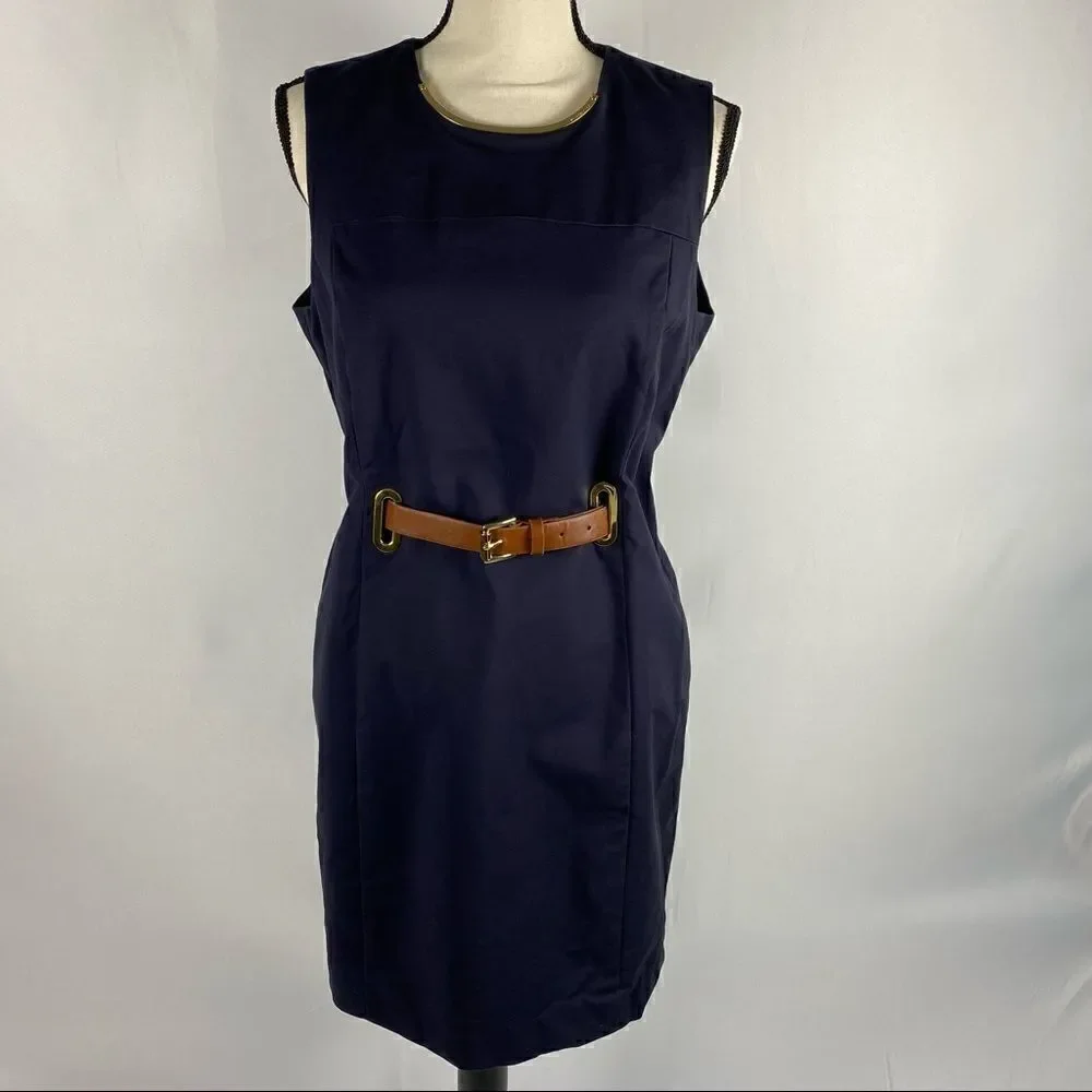 Michael Michael Kors Deep Blue Dress with Belt Size 14